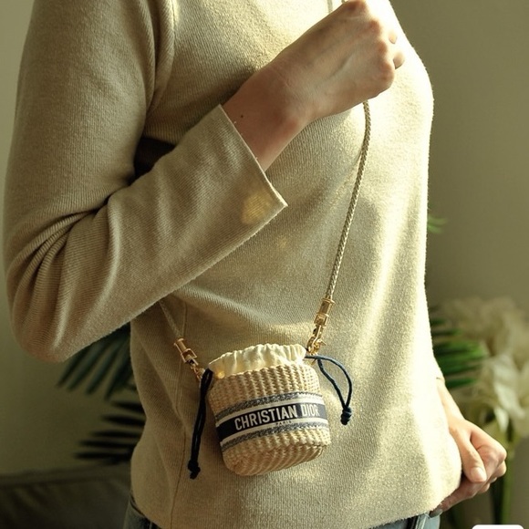 Christian Dior Straw pouch mini shoulder bag VIP Limited New Rare CD - Picture 13 of 14